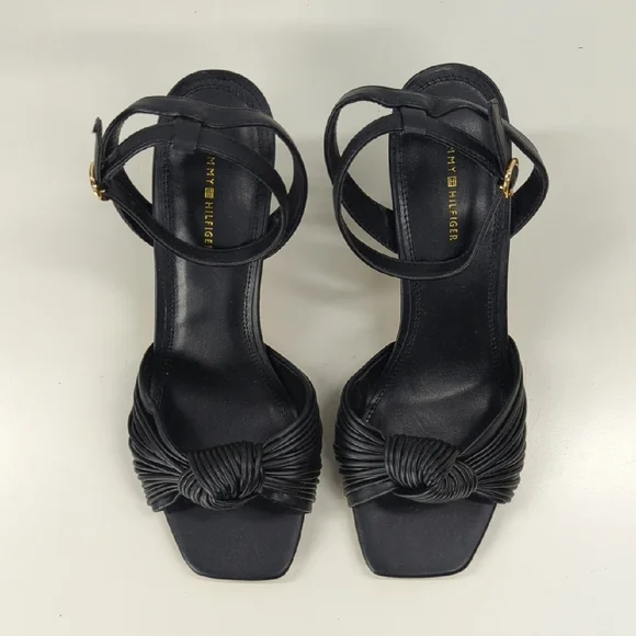 TOMMY HILFIGER Knot Block Sandals Black Size 10 - Picture 4 of 12